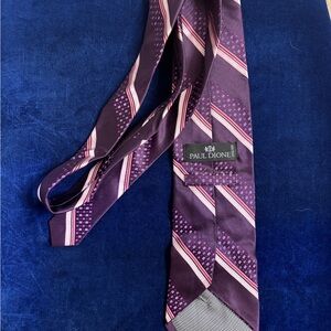 Classic 💯 % SILK Plum and Pink Striped Tie